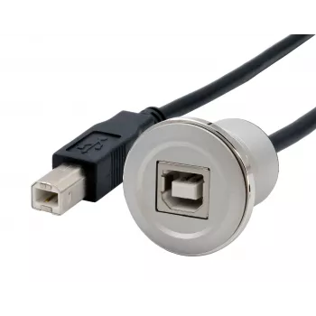 EXSYS EX-49182 USB 2.0 panel montāžas adaptera kabelis, USB B sievišķais uz USB B vīrišķo, 30 cm, metāla korpuss