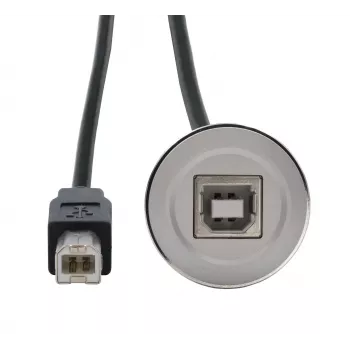 EXSYS EX-49182 USB 2.0 panel montāžas adaptera kabelis, USB B sievišķais uz USB B vīrišķo, 30 cm, metāla korpuss