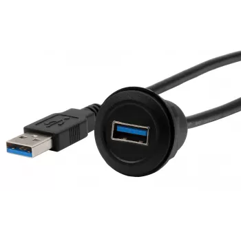 EXSYS EX-49220 USB 3.2 Gen 1 panel montāžas adaptera kabelis, Type-A female uz male, 30 cm, melns