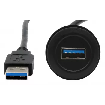 EXSYS EX-49220 USB 3.2 Gen 1 panel montāžas adaptera kabelis, Type-A female uz male, 30 cm, melns