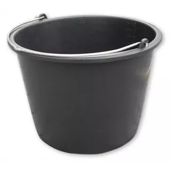 Bradas KTW20 celtniecības spainis 20 L PVC melns apaļš ar metāla rokturi un tilpuma skalu