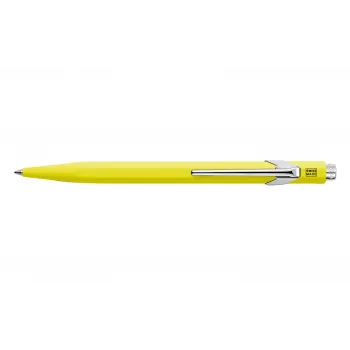 Caran d'Ache 849 PopLine Fluo lodīšu pildspalva, fluorescējoši dzeltena, zils tinti, vidēja 849.470