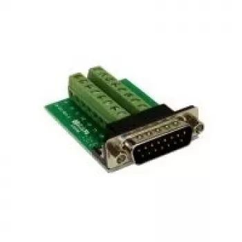 EXSYS EX-49010 15 kontaktu D-SUB ligzdas uz 16 kontaktu skrūvju spailu bloka adapteris, zaļš/sudraba