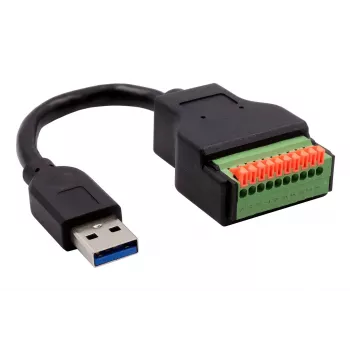 EXSYS EX-49127 USB-A vīrišķais uz 10 kontaktu spailu bloka adaptera kabelis ar pogu, USB 3.2 Gen 1, 15 cm