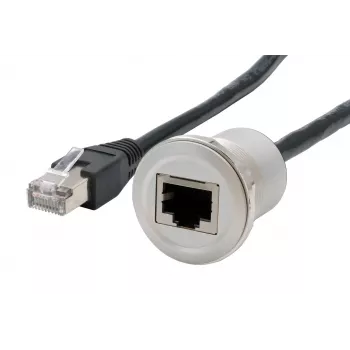EXSYS EX-49184 panelmontāžas adaptera kabelis, RJ45 sievišķais uz vīrišķo, 30 cm, ekranēts, metāls