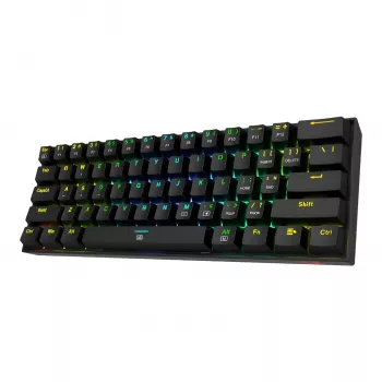 Redragon Dragonborn K630RGB vadu mehāniskā spēļu klaviatūra, 67 taustiņu 65% izkārtojums, RGB apgaismojums, karsti maināmi sarkanie slēdži, melna
