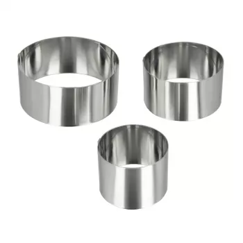 Metaltex apaļi nerūsējošā tērauda gatavošanas gredzeni, 3 gab., sudraba, 45 mm augstums 204536010