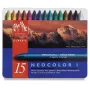 Caran d'Ache Neocolor I vaska pastelis, 15 dažādas krāsas, apaļas, papīra ietvarā, metāla kārbā 7000.315