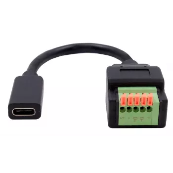 EXSYS EX-49122 USB-C (female) uz 5 kontaktu spaiļu bloku adapteris ar pogu, USB 2.0, 15 cm