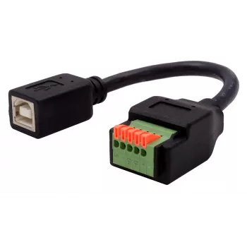 EXSYS EX-49130 USB 2.0 adapteris USB-B sievišķais uz 5 kontaktu spaiļu bloku ar pogu, 15 cm