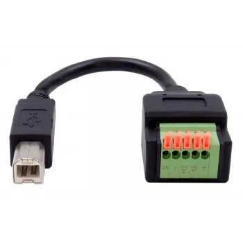 EXSYS USB-B vīriešu uz 5 kontaktu spailu bloka adaptera kabelis ar pogu, USB 2.0, 15 cm EX-49131