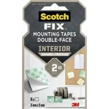 3M Scotch-Fix Indoor Mounting Squares 25 mm x 25 mm balti (12 gab.) 7100263584