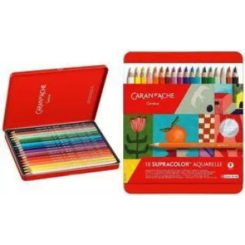 Caran d'Ache Supracolor Soft Special Edition akvareļu zīmuļi, 18 gab. komplekts, dažādas krāsas, metāla kārba 3888.418