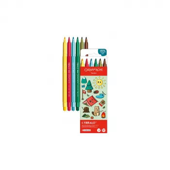 Caran d'Ache Fibralo Kawaii Swiss flomāsteri, 6 gab. komplekts, ūdens bāzes tinte 185.804