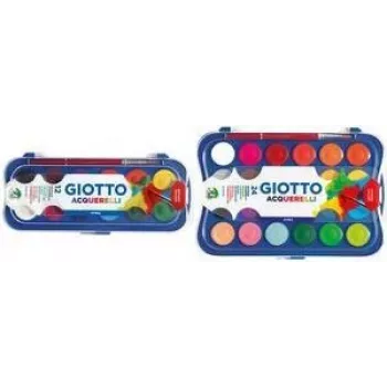 GIOTTO necaurredzamo akvareļu krāsu komplekts, 12 krāsas, 30 mm krāsas, augsta necaurredzamība, plastmasas maciņš, iekļauta otiņa (F351200)