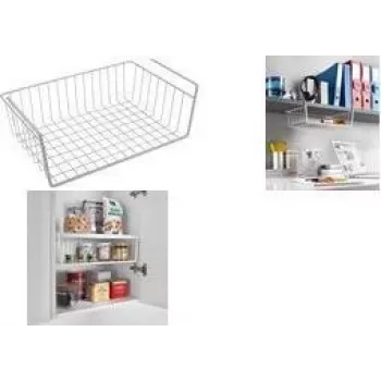 Metaltex Babatex pakarināmais grozs zem plaukta, plastmasas pārklājuma metāls, balts, 300 x 260 x 140 mm 363830014
