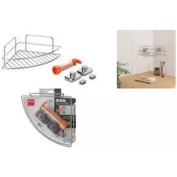 Metaltex Reflex LUXY & VacuumFix stūra plaukts, sudraba, 1 līmenis, bez urbšanas 403330000