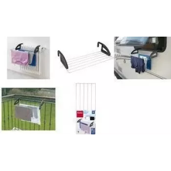 Metaltex Click Radiator & Balkona Drēbju Žāvēšanas Statīvs, Sudraba/Melns, 3 m Žāvēšanas Garums, Salokāms, Epoksīda Pārklājuma Tērauds, 5 Stieņi 405810039