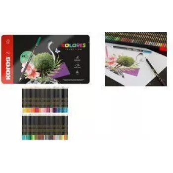 Kores KOLORES SELECTION trīsstūrveida krāsainie zīmuļi, 72 gab. komplekts lipekļa koka futrālī BB93372