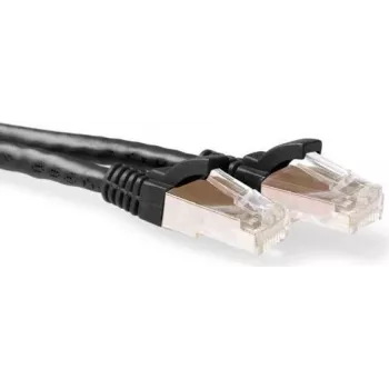 ACT FB7910 melns 10m LSZH S/FTP CAT6A tīkla kabelis ar snagless aizsardzību