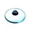 PYREX stikla vāks 24 cm, borosilikāta stikls, melns fenola rokturis, tvaika atvere, izturīgs līdz 220°C