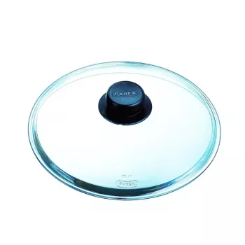 PYREX Classic stikla vāks 26 cm, borosilikāta stikls, melns rokturis, krāsnī un trauku mazgājamajā mašīnā izmantojams