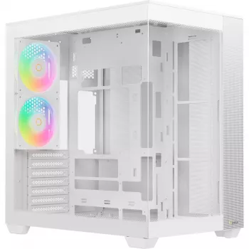 Ocypus Delta C74 ARGB balts mid-tower korpuss ar panorāmas stiklu