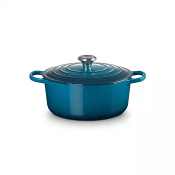Le Creuset Signature apaļš čuguna kastrolis, 26 cm, 5.3 L, Marseille Blue