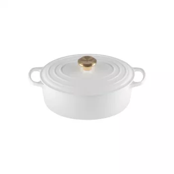 LE CREUSET emaljēta čuguna ovāla holandiešu katls 27 cm 4,1 L balts