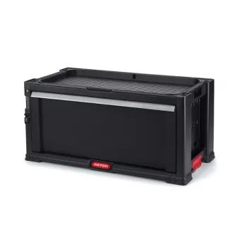 KETER DIY instrumentu kaste ar 1 atvilktni, 56,2x28,9x26,2 cm, tērauds, melna ar sarkaniem akcentiem