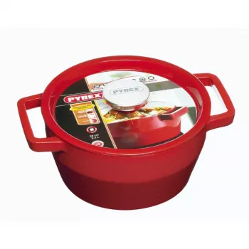 Pyrex čuguna apaļā sautējamā panna 2,2L Ø20cm sarkana