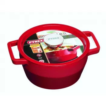Pyrex čuguna katls 3,6L apaļš Ø24cm sarkans