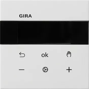Gira S3000 telpas temperatūras regulators ar Bluetooth, iegremdējami montējams, tīri balts spīdīgs
