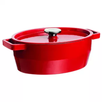 Pyrex čuguna ovāla kastrolis 3,8L sarkans 29x21cm