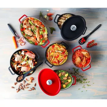 Pyrex čuguna ovāla kastrolis 3,8L sarkans 29x21cm