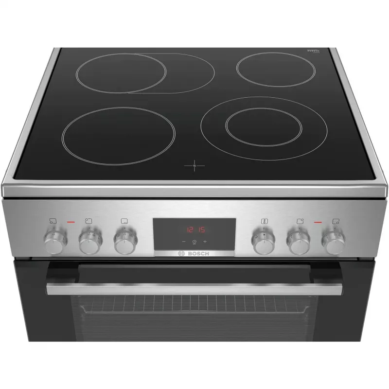 Bosch HKR39C250 Serie 4 brīvstāvošs elektriskais plīts ar keramikas virsmu, nerūsējošais tērauds