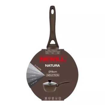 NEWILL Natura mērču katls ar stikla vāku 18 cm indukcijai, brūns