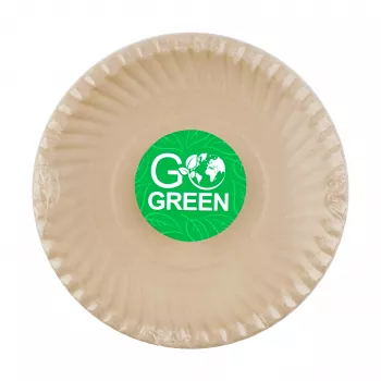 GOGREEN kompostējami cukurniedru šķīvji ar Go Green rakstu Ø23cm 10 gab.