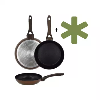 NEWILL Natura 24 cm indukcijas panna ar aizsargmalu, brūna