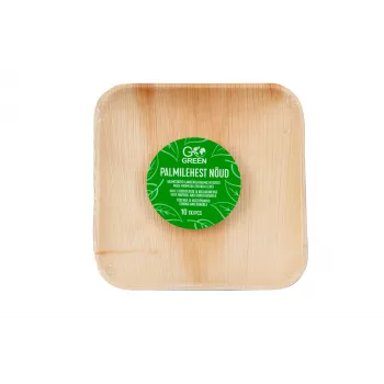GoGreen Areca Palmu Lapu Šķīvji 15x15 cm Kvadrātveida 10 gab. Komplekts Dabīgi Vienreizlietojami