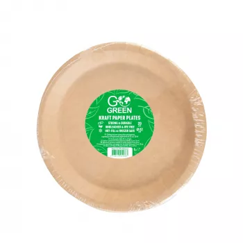 GOGREEN Kraft Paper Plates Go Green Ø22cm 20 gab