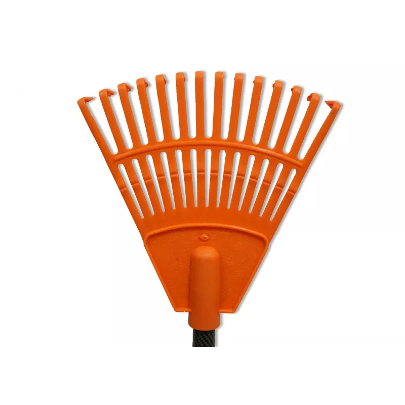 HORTUS mazā rokas grābšķe ar rokturi, oranža, 20 cm galva, 14 zobi