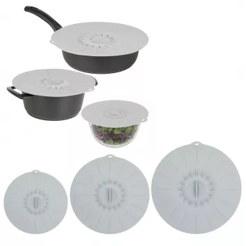 ASI COLLECTION silikona vāciņu komplekts, 3 gab., Ø20/26/30 cm, pelēks
