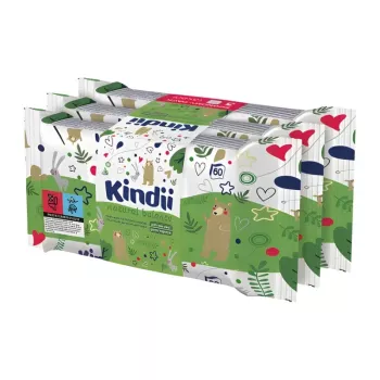 Kindii Natural Balance mitro salvešu komplekts mazuļiem, 3x60 gab.