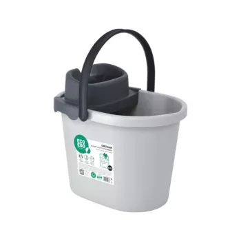ECO EGO ovāls spainis ar plakano push-button izgriezēju, 10 L, pelēks/zaļš, polipropilēns