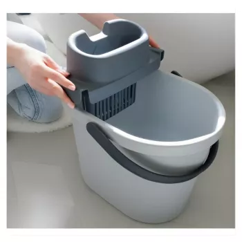 ECO EGO ovāls spainis ar plakano push-button izgriezēju, 10 L, pelēks/zaļš, polipropilēns