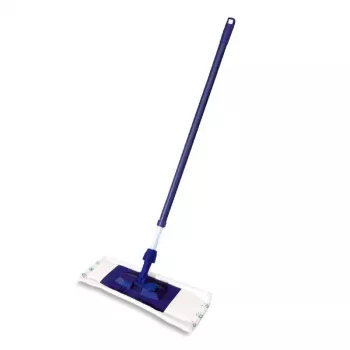 YORK Smart plakanā grīdas uzkopšanas birste 45x15 cm ar teleskopisku rokturi 74-130 cm, mikrošķiedra, pelēka/zila