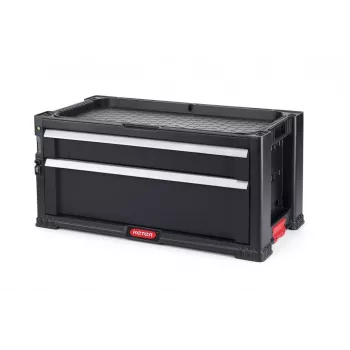 KETER DIY Instrumentu kaste ar 2 atvilktnēm, 56,2 x 28,9 x 26,2 cm, melna/sarkana