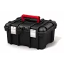 KETER DIY Power Tool Box 16, 41,9 x 32,7 x 20,5 cm, melna ar sarkaniem akcentiem, sakraujama, metāla aizbīdņi, izņemama paplāte