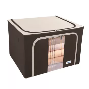 ORDINETT auduma kaste L 50x40x32 cm Assorted – salokāma uzglabāšanas kaste ar vāku un rokturiem, 64 L